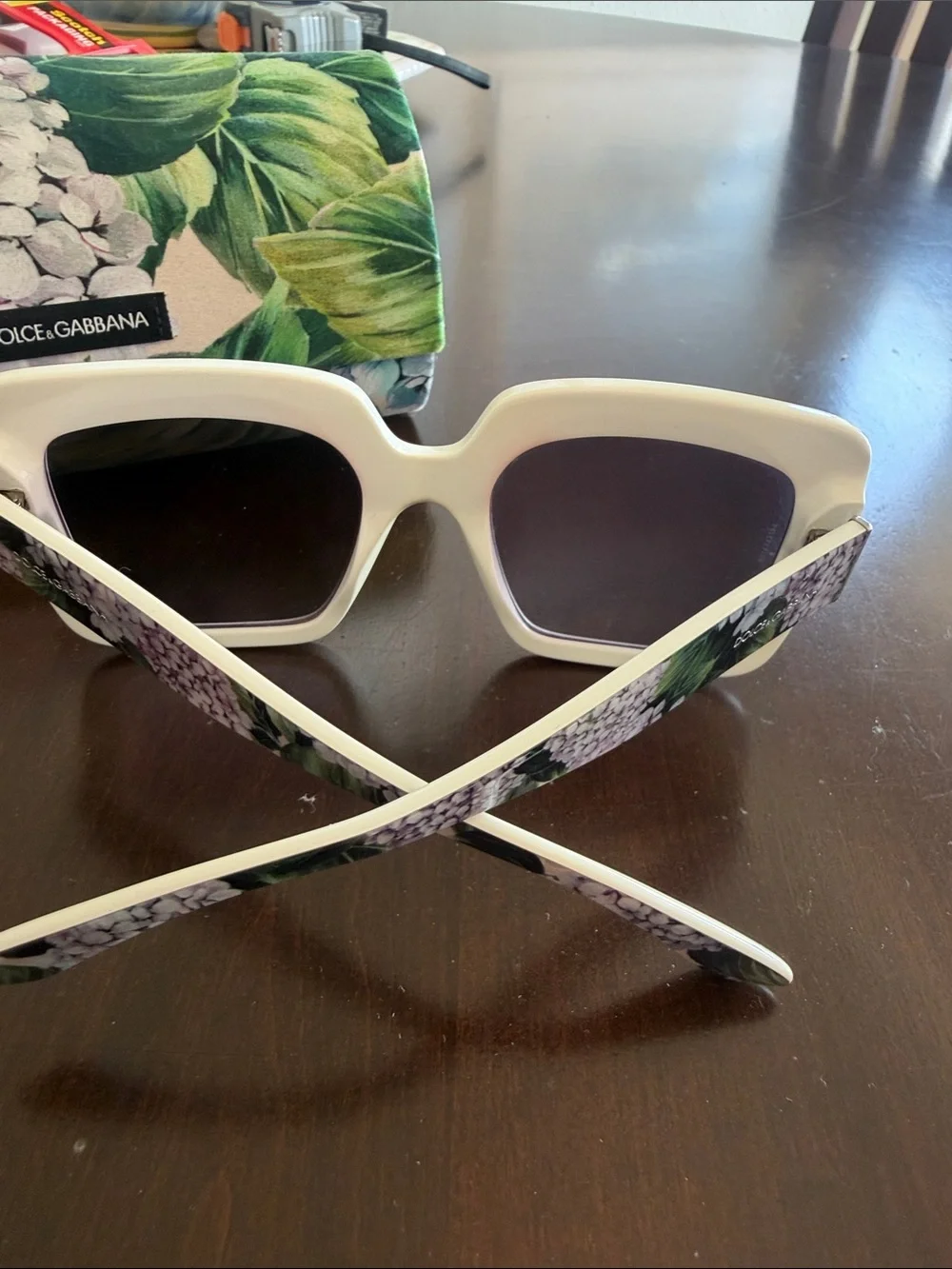 Vintage Dolce & Gabbana Hydrangea Statement Sunglasses - White, Lavender & Green